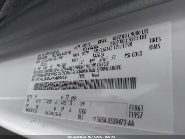 1FTYR3XM1HKA05419 Ford TRANSIT VAN