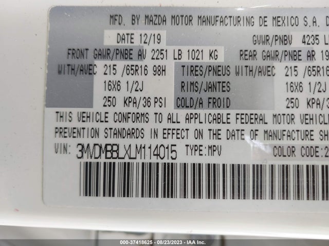 Mazda py 2020 3MVDMBBLXLM114015 Image 24