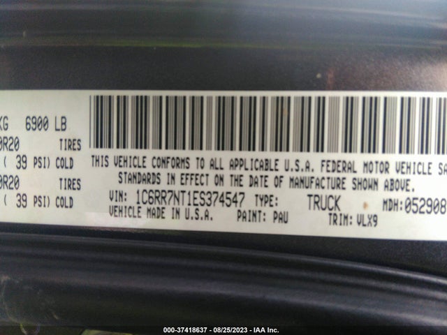 RAM 1500 Laramie 2014 1C6RR7NT1ES374547 Image 9