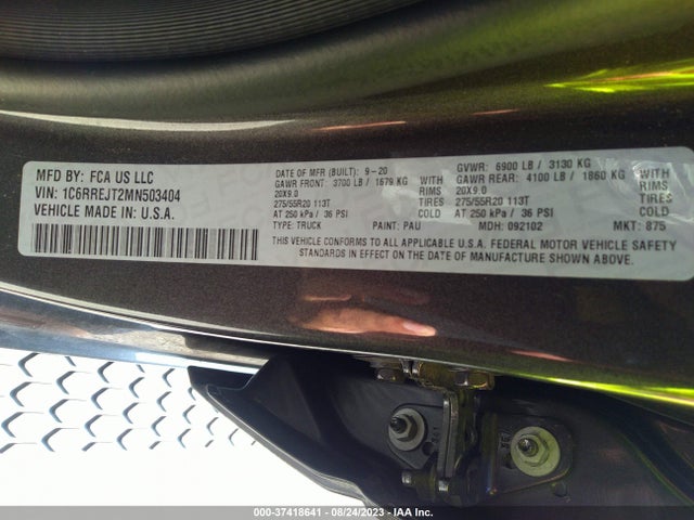 1C6RREJT2MN503404 RAM 1500 Laramie