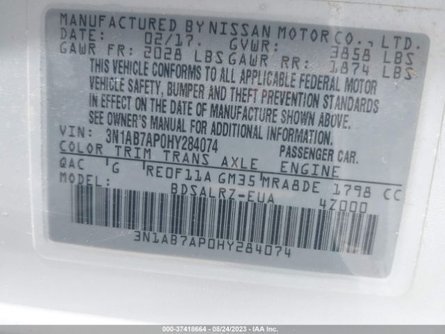 3N1AB7AP0HY284074 Nissan SENTRA SR