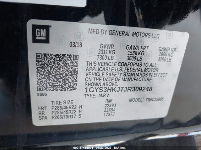 1GYS3HKJ7JR309248 Cadillac Escalade Esv Luxury