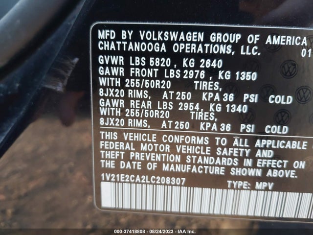 1V21E2CA2LC208307 Volkswagen Atlas Cross Sport 3.6l V6 Se W/technology