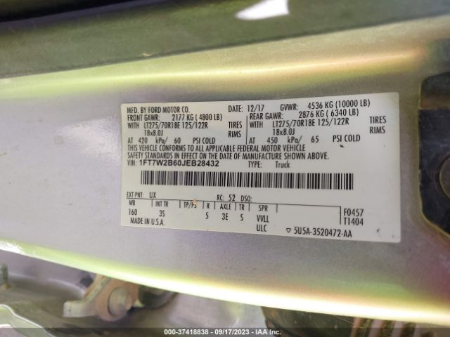 1FT7W2B60JEB28432 Ford Super Duty F-250 Srw Xl/xlt/lariat