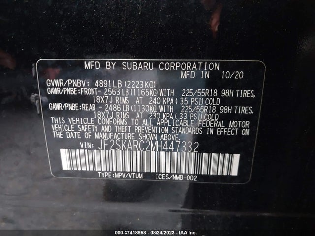 JF2SKARC2MH447332 Subaru Forester Sport