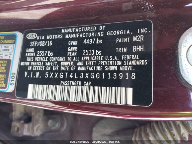 5XXGT4L3XGG113918 KIA Optima Lx
