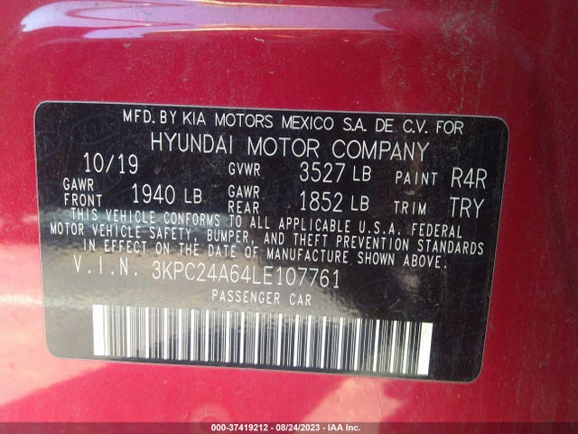 Hyundai ACCENT SE 2020 3KPC24A64LE107761 Image 15
