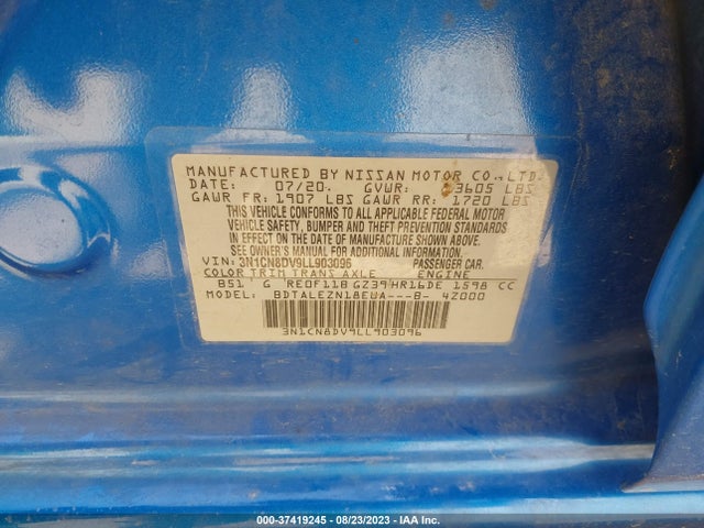 Nissan VERSA S 2020 3N1CN8DV9LL903096 Image 15