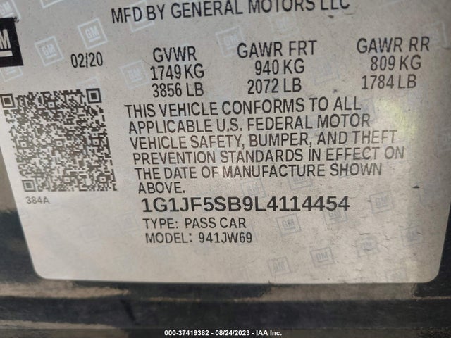 Chevrolet Sonic Premier 2020 1G1JF5SB9L4114454 Image 9