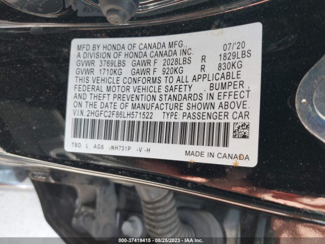 2HGFC2F86LH571522 Honda Civic Sedan Sport