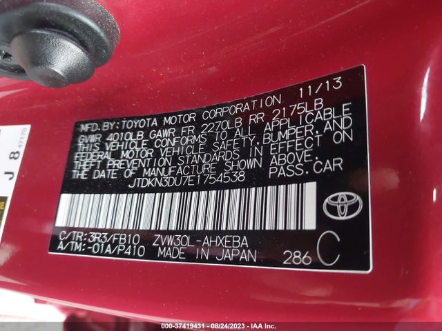 Toyota Prius Four/five/three/one/two 2014 JTDKN3DU7E1754538 Image 9