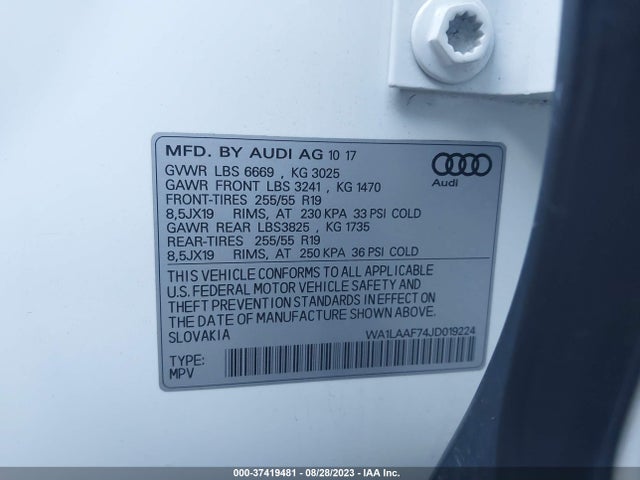 WA1LAAF74JD019224 Audi Q7 Premium Plus