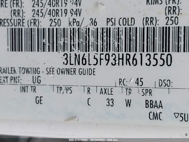 3LN6L5F93HR613550 Lincoln Mkz Reserve
