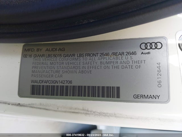 WAUDFAFC0GN142706 Audi A6 2.0t Premium Plus