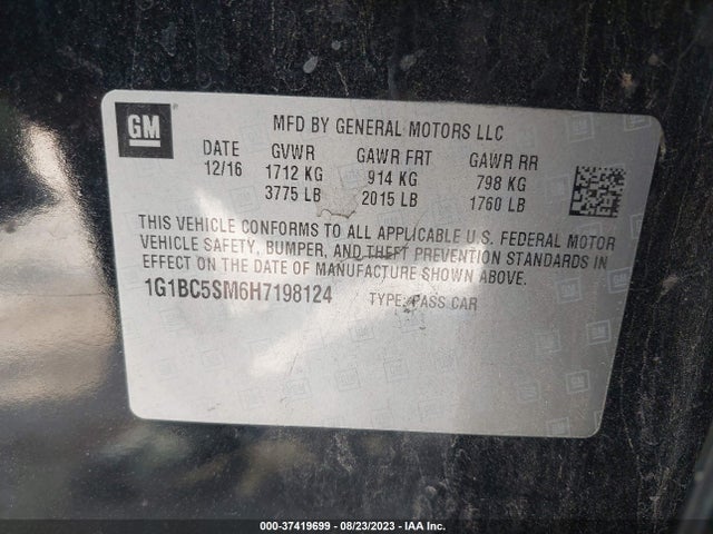 Chevrolet CRUZE LS 2017 1G1BC5SM6H7198124 Image 9