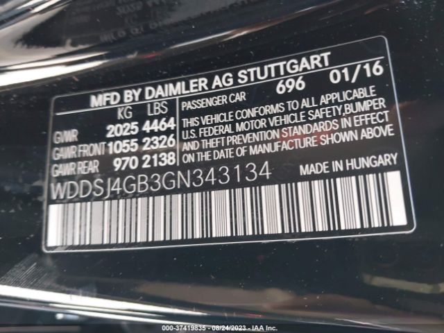 WDDSJ4GB3GN343134 Mercedes-Benz Cla Cla 250