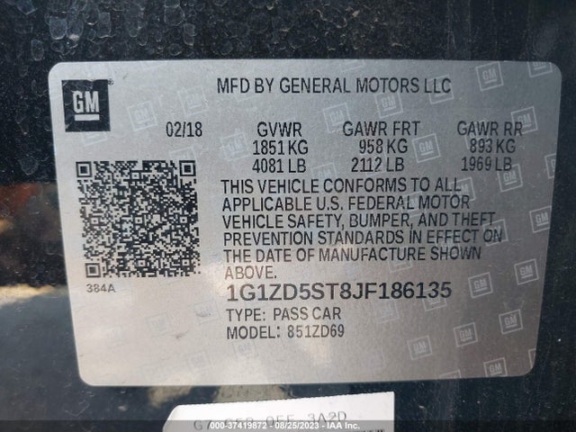 Chevrolet MALIBU LT 2018 1G1ZD5ST8JF186135 Image 9