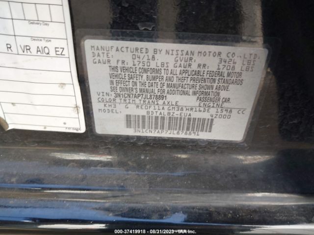 3N1CN7AP7JL878891 Nissan Versa Sedan Sv
