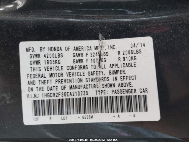 Honda Accord Sedan Lx 2014 1HGCR2F36EA210735 Image 15