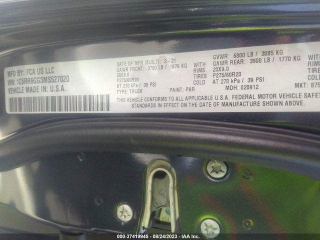1C6RR6GG3MS527020 RAM 1500 Classic Warlock