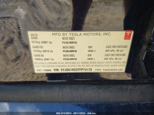 5YJSA1H22FFP74178 Tesla Model S 85d/p85d/70d/90d/p90d