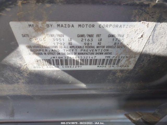 2006 MAZDA MAZDA3 S GRAND TOURING VIN: JM1BK324461532147