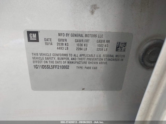 Chevrolet MALIBU 2LT 2015 1G11D5SL5FF210802 Image 9