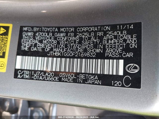 JTHBK1GG0F2169832 Lexus ES 350