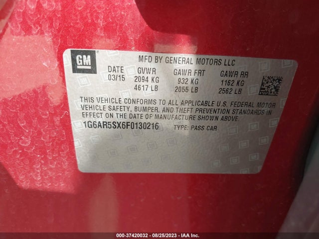 1G6AR5SX6F0130216 Cadillac Cts Sedan Luxury Rwd
