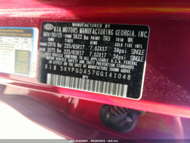 5XYPGDA57GG141048 KIA SORENTO LX