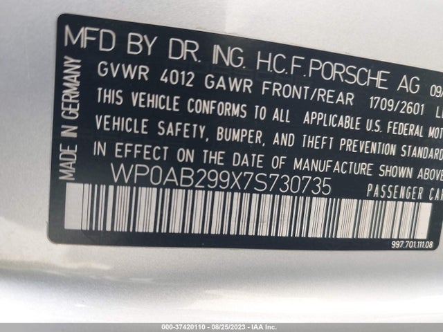 2007 PORSCHE 911 WP0AB299X7S730735 Photo 8