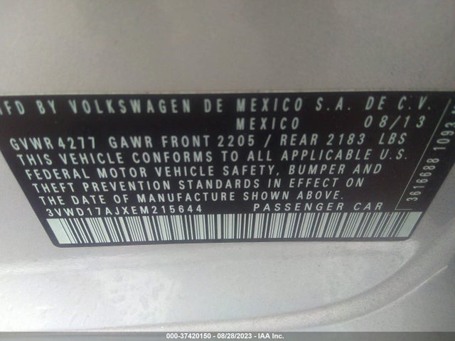 3VWD17AJXEM215644 Volkswagen Jetta Sedan Se