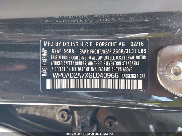 2016 Porsche Panamera, VIN: WP0AD2A7XGL040966