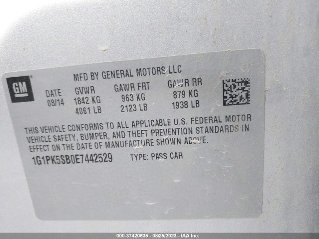 Chevrolet CRUZE LT 2014 1G1PK5SB0E7442529 Image 9