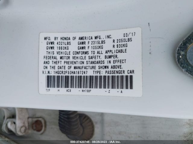 1HGCR2F50HA187247 Honda Accord Sedan Sport