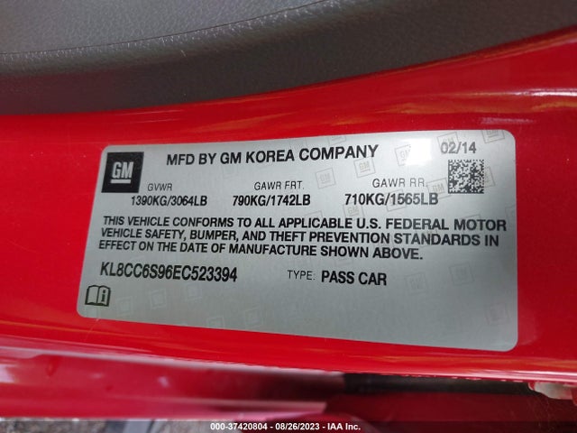 Chevrolet Spark Lt 2014 KL8CC6S96EC523394 Image 9