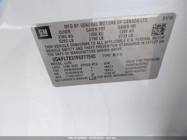 2GKFLTE37F6277545 GMC Terrain Slt