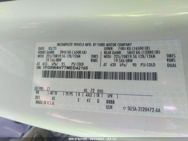 2021 Ford F-450, VIN: 1FD0W4HT7MED42165