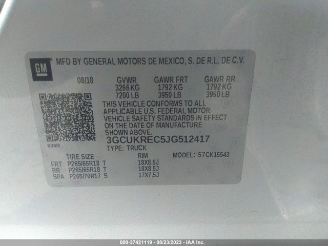 Chevrolet Silverado 1500 Lt 2018 3GCUKREC5JG512417 Image 9