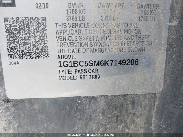 Chevrolet CRUZE LS 2019 1G1BC5SM6K7149206 Image 9