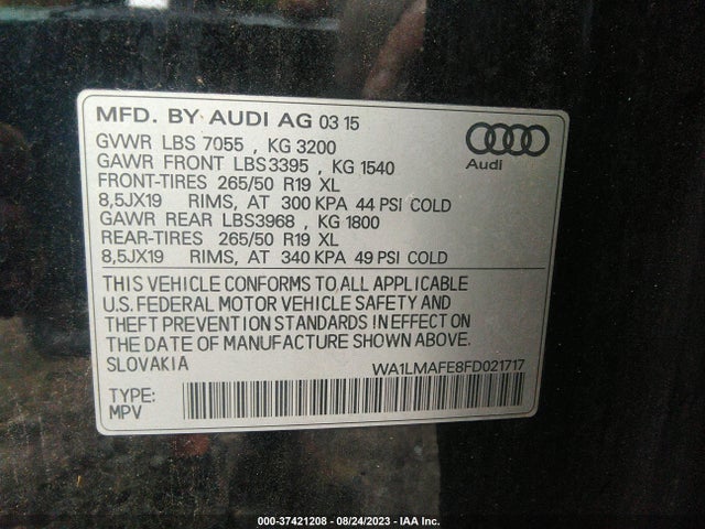 WA1LMAFE8FD021717 Audi Q7 3.0l Tdi Premium Plus
