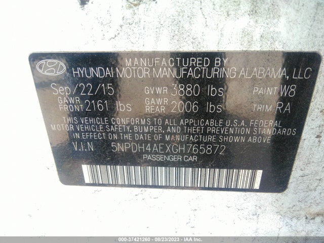 Hyundai ELANTRA SE 2016 5NPDH4AEXGH765872 Image 9