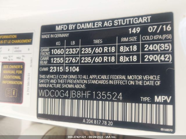 WDC0G4JB8HF135524 Mercedes-Benz Glc Glc 300