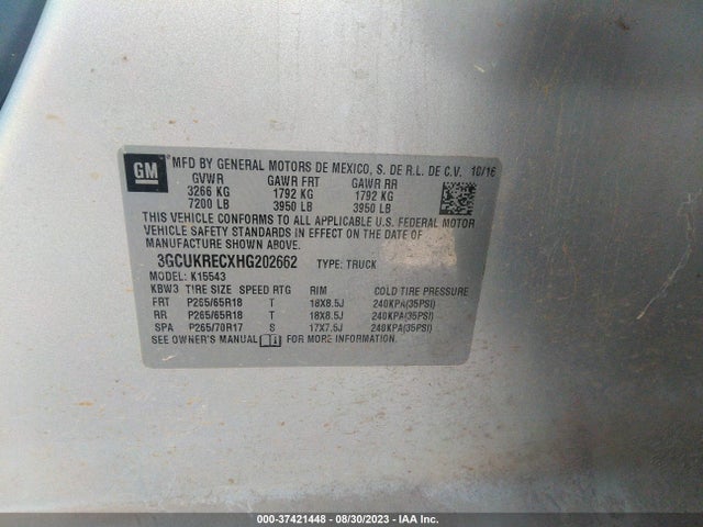 Chevrolet Silverado 1500 Lt 2017 3GCUKRECXHG202662 Image 9
