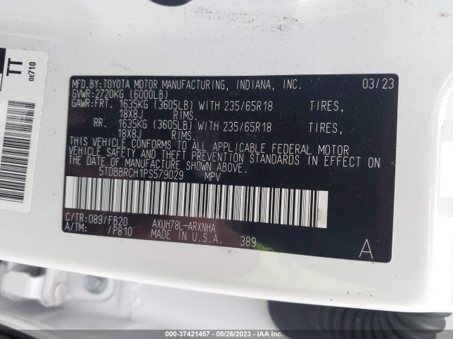 Toyota Highlander Hybrid Le 2023 5TDBBRCH1PS579029 Image 9