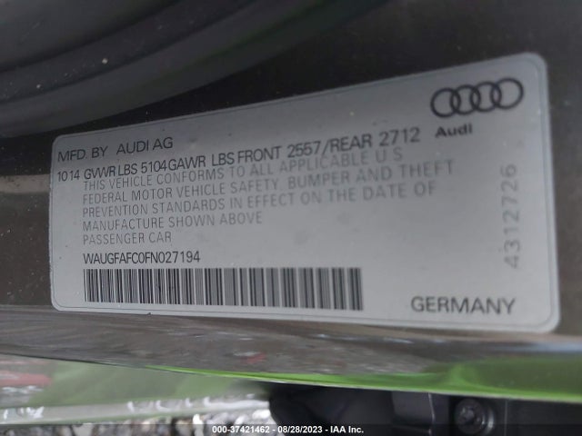 WAUGFAFC0FN027194 Audi A6 2.0t Premium Plus