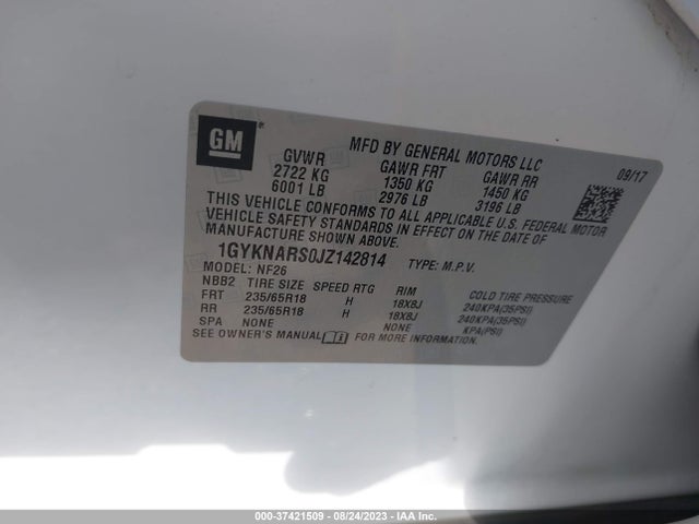 1GYKNARS0JZ142814 Cadillac Xt5 Fwd