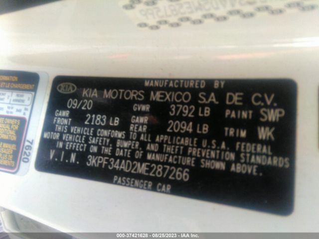 3KPF34AD2ME287266 KIA Forte Gt-line