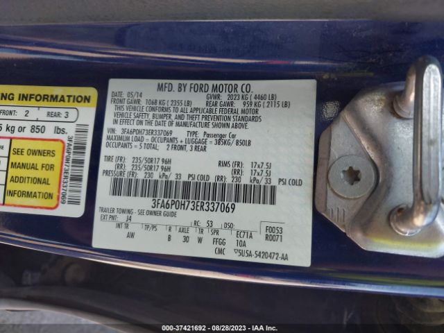 3FA6P0H73ER337069 Ford FUSION SE