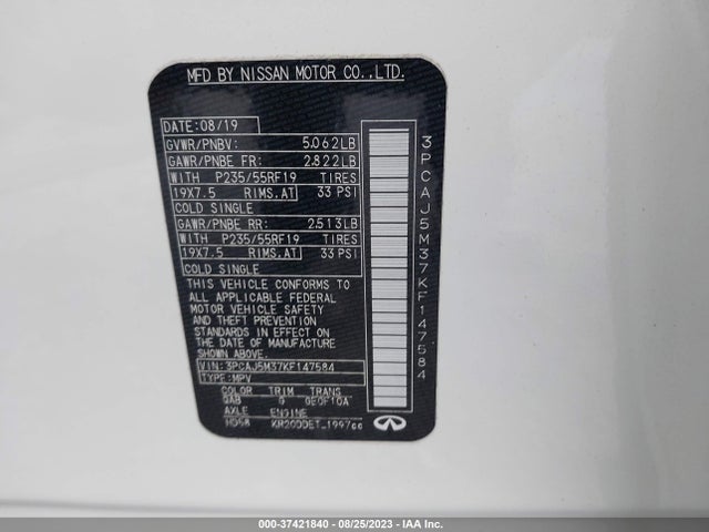 Infiniti Qx50 Essential 2019 3PCAJ5M37KF147584 Image 9